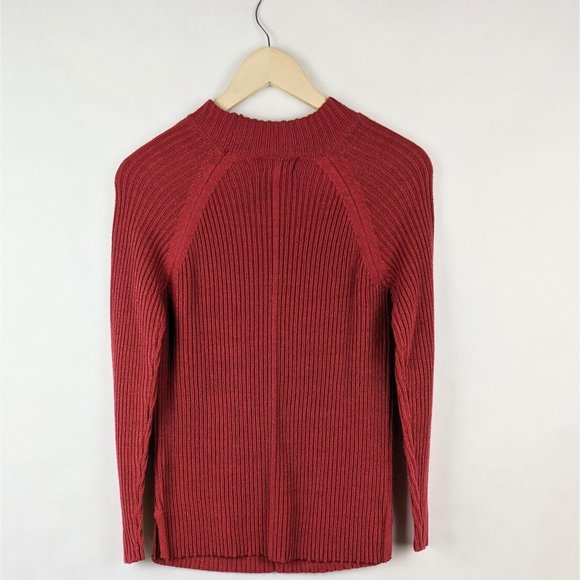 AJ Andrea Jovine Red Chevron Mock Neck Sweater S - Picture 2 of 5